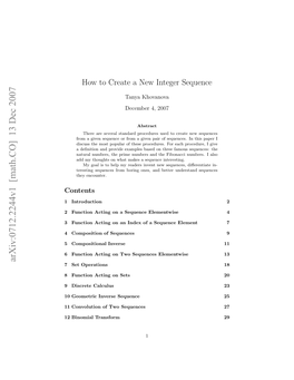 How to Create a New Integer Sequence