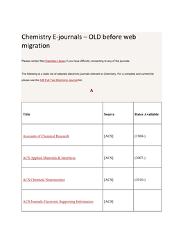 Chemistry E-Journals – OLD Before Web Migration