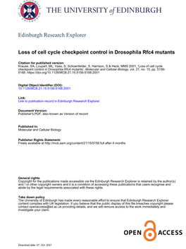 Drosophila Rfc4 Mutants