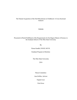 The Natural Acquisition of the Oral Microbiome in Childhood: a Cross-Sectional Analysis