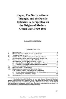 Triangle, and the Pacific the Origins of Modern Ocean Law, 1930-1953