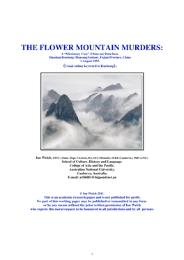 THE FLOWER MOUNTAIN MURDERS: a “Missionary Case” (Chiao-An) Data-Base