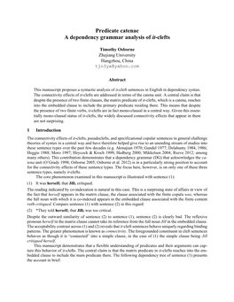 Predicate Catenae a Dependency Grammar Analysis of It-Clefts