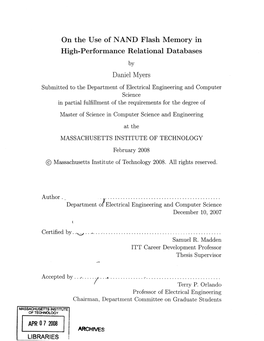 On the Use of NAND Flash Memory in High-Performance Relational