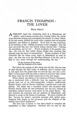 Francis Thompson: the Lover