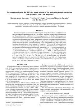 Ferrotitanowodginite, Fe2+Tita2o8, a New Mineral of the Wodginite Group from the San Elías Pegmatite, San Luis, Argentina