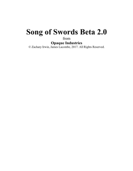 Song of Swords Beta 2.0 from Opaque Industries © Zachary Irwin, James Lacombe, 2017