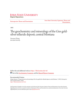 The Geochemistry and Mineralogy of the Gies Gold-Silver Telluride Deposit, Central Montana