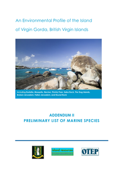 An Environmental Profile of the Island of Virgin Gorda, British Virgin Islands