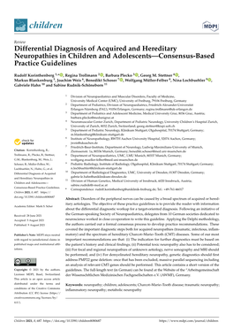 Differential Diagnosis of Acquired and Hereditary Neuropathies in Children and Adolescents—Consensus-Based Practice Guidelines