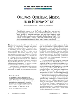 Opal from Querétaro Maxico: Flluid Inclusion Study