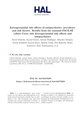 Extrapyramidal Side Effects of Antipsychotics: Prevalence and Risk Factors