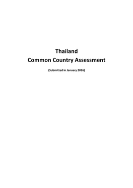 Thailand Common Country Assessment