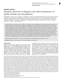 Polygenic Dissection of Diagnosis and Clinical Dimensions of Bipolar Disorder and Schizophrenia