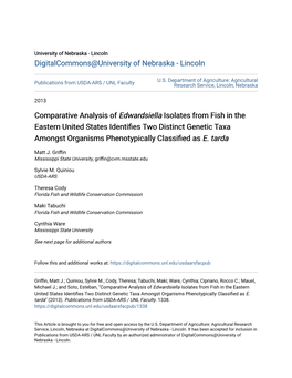 Comparative Analysis of &lt;I&gt;Edwardsiella&lt;/I&gt; Isolates From