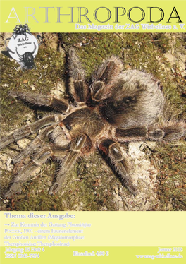 Arthropoda Januar 2008 15(4): 1 ARTHROPODA - Das Magazin Der ZAG Wirbellose E