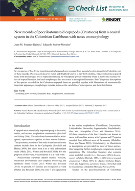 From a Coastal System in the Colombian Caribbean with Notes on Morphology