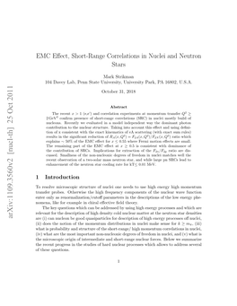 EMC Effect, Short-Range Nuclear Correlations, Neutron Stars