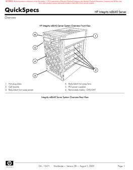 Quickspecs HP Integrity Rx8640 Server Overview