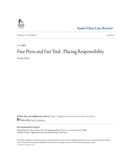 Free Press and Fair Trial - Placing Responsibility Stanley Mosk