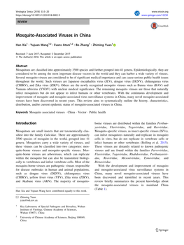 Mosquito-Associated Viruses in China