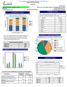 State of New Jersey 2013-14 03-1370-070 DEMOGRAPHIC INFORMATION DONALD A