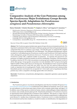 Comparative Analysis of the Core Proteomes Among The