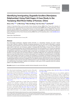 Identifying Immigrating Sogatella Furcifera (Hemiptera: Delphacidae) Using Field Cages: a Case Study in the Yuanjiang (Red River) Valley of Yunnan, China