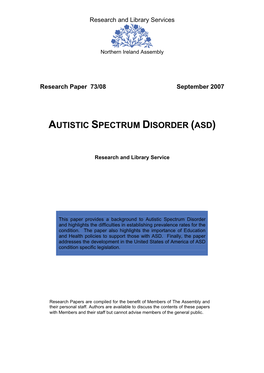 Autistic Spectrum Disorder (Asd)