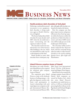 BUSINESS NEWS MANUFACTURING CONFECTIONER —Global Source for Chocolate, Confectionery and Biscuit Information