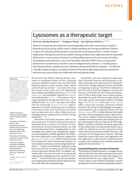 Lysosomes As a Therapeutic Target