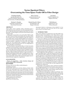 Vector Quotient Filters: Overcoming the Time/Space Trade-Off in Filter Design