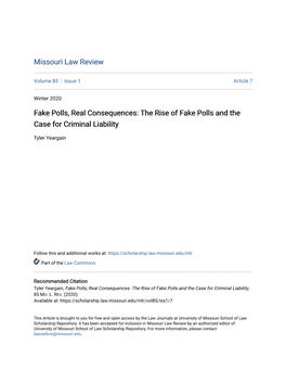 Fake Polls, Real Consequences: the Rise of Fake Polls and the Case for Criminal Liability