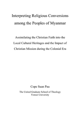 Interpreting Religious Conversions Among the Peoples of Myanmar
