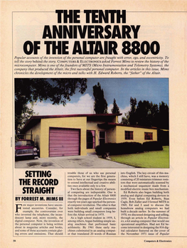 Tenth Anniversary of the Altair 8800