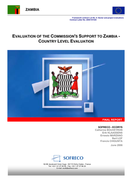 Evaluation of the Commission's Support to Zambia New Draft Final Report Country Level Evaluation
