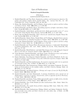 List of Publications Manfred Leopold Einsiedler