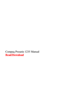 Compaq Presario 1235 Manual