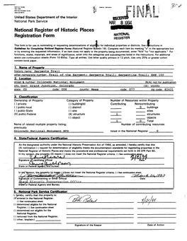 National Register of Historic Places Registration Form H£C1 MAR 81994