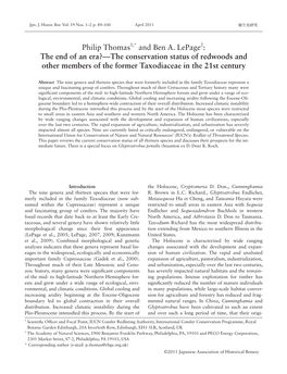 The Conservation Status of Redwoods and Other Members of the Former Taxodiaceae in the 21St Century