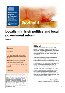 Localism in Irish Politics and Local Government Reform