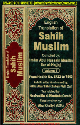 Sahih Muslim Vol. 7