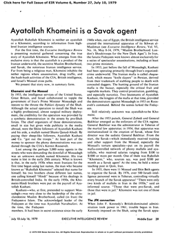 The Ayatollah Khomeini Is a Savak Agent