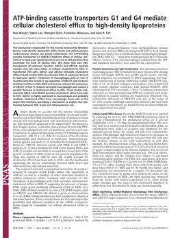 ATP-Binding Cassette Transporters G1 and G4 Mediate Cellular Cholesterol Efflux to High-Density Lipoproteins