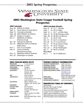 2003 Spring Prospectus