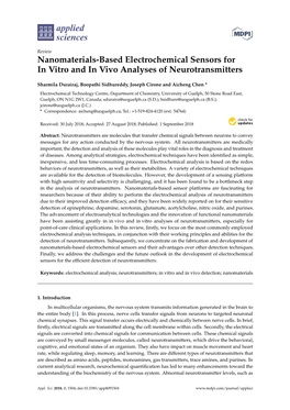 Nanomaterials-Based Electrochemical Sensors for in Vitro and in Vivo Analyses of Neurotransmitters