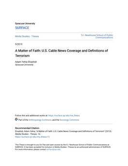 A Matter of Faith: U.S. Cable News Coverage and Definitions of Terrorism