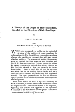 A Theory of the Origin of Monocotyledons, Founded on the Structure of Their Seedlings