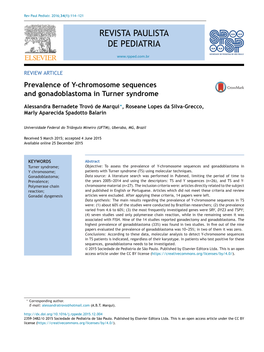 Prevalence of Y-Chromosome Sequences and Gonadoblastoma In