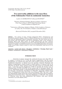 Two Noteworthy Additions to the Moss Flora of the Schirmacher Oasis in Continental Antarctica